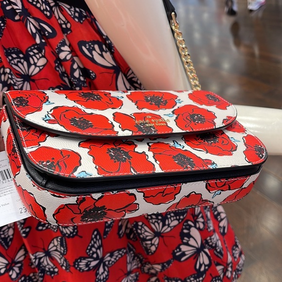 Kate Spade Kristi Poppy Printed Flap Crossbody 
Cream Multi NWT - Picture 6 of 16